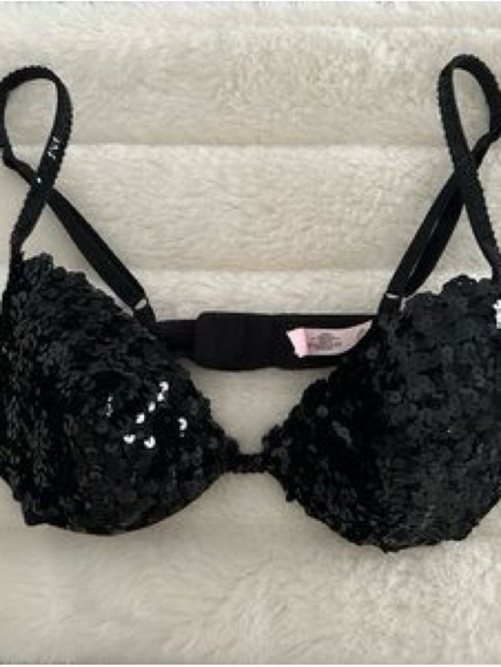 vintage y2k 2001 Victoria's Secret black sequined bra 34b